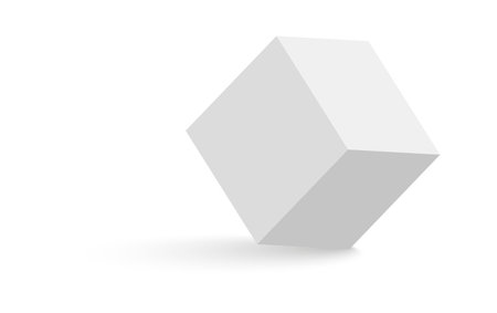 White cube. 3D abstract box with shadow. Geometric paper square empty package. Gift box or shoeboxのイラスト素材