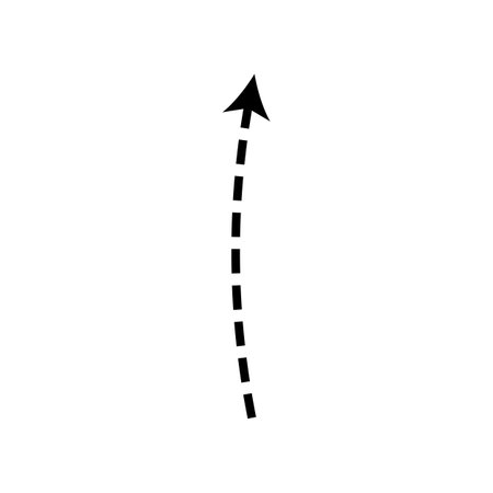Dashed arrow set. Vector doodle dot line. Thin pointer arrowsのイラスト素材