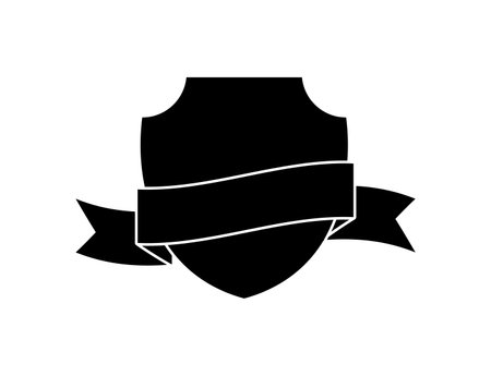 Police shield black shape. Heraldic shields blank emblems. Security vector labels.のイラスト素材