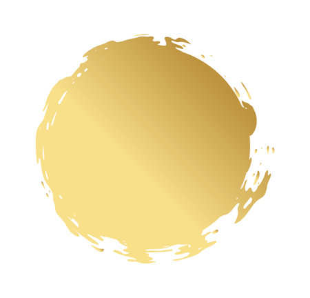 Golden grunge circle and brushes. Gold paints. Vector illustration.のイラスト素材