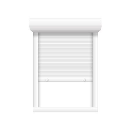 Open or closed window. Vector metal jalousie roll. Shutterのイラスト素材