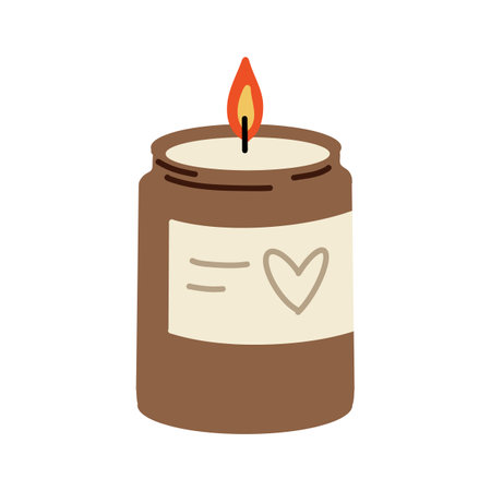 Various candle. Wax candle illustration. Soy wax candles in jar. Different shapes and sizes. Vector clipart collectionのイラスト素材