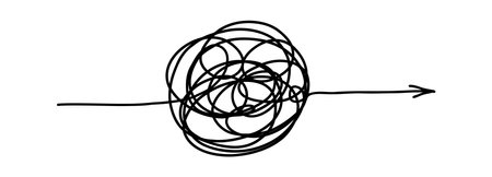 Scrawl ball. Messy process icons. Vector complicated way concept.のイラスト素材