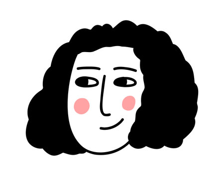 Doodle face. Caricature avatar set. Cartoon cute hipster persons. Vector illustrationsのイラスト素材