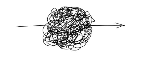 Scrawl ball. Messy process icons. Vector complicated way concept.のイラスト素材