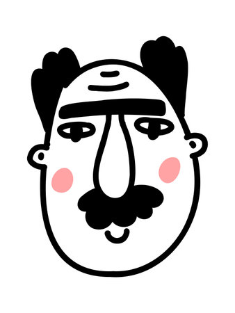 Doodle face. Caricature avatar set. Cartoon cute hipster persons. Vector illustrationsのイラスト素材