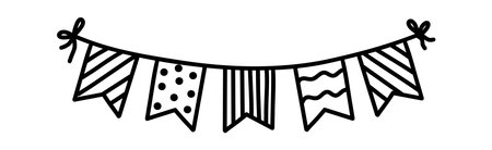 Doodle bunting garland flag illustration. Hand drawn sketch style. Vector holiday decorationのイラスト素材