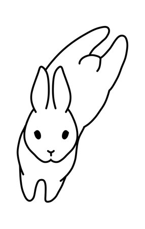 Cartoon rabbit. Simple doodle hand drawn bunny. Vector sketchのイラスト素材