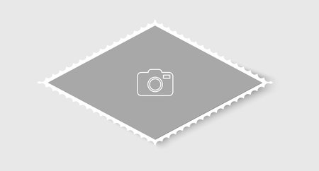 Postage stamp frame. Empty border template for postcards and letters. Blank rhombus postage stamp with perforated edge.のイラスト素材