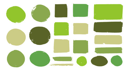 Green Grunge Brush Shapes for Eco-Friendly Design, Perfect for Branding, Backgrounds, and Organic Labelsのイラスト素材