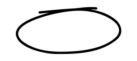 Doodle oval frame. Hand drawn circle pencil sketch. Vector scribble round borderのイラスト素材