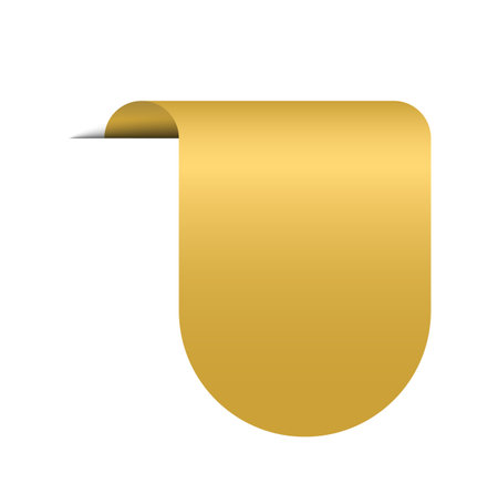 Tag sticker badges. Premium sale shapes. Label product golden corner. Vector ribbons and banners. Luxury gold silk realistic template.のイラスト素材