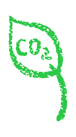 CO2 Reduction Green Leaf Icon for Sustainable Energy, Carbon Footprint Awareness, and Eco-Friendly Projects. Vector illustrationのイラスト素材