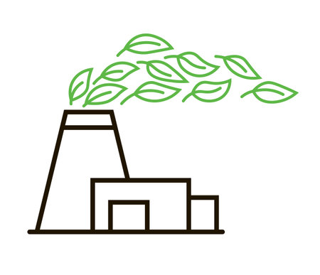 Eco-friendly industry with green energy solutions, reducing carbon footprint and air pollution for sustainability. Vector illustrationのイラスト素材