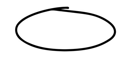 Doodle oval frame. Hand drawn circle pencil sketch. Vector scribble round borderのイラスト素材