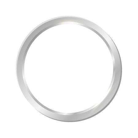 A sleek silver circular frame with a polished metallic effect, representing second-place awards, prestige, and modern elegance.のイラスト素材