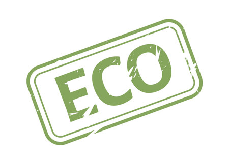 Grunge-style rectangular eco stamp with simple text, ideal for eco-friendly branding, packaging, or product labels.のイラスト素材