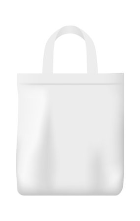 Realistic White Eco Tote Bag Mockup for Branding, Product Presentation, and Print Design in Black and Whiteのイラスト素材