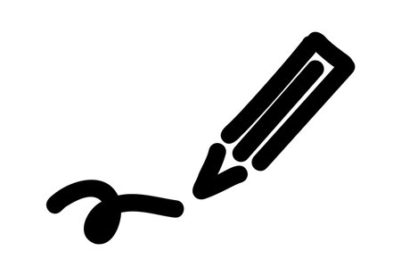 Hand-drawn doodle pencil icon simple cute sketch symbol of creativity, writing, drawing isolated on white background for journaling and design projects.のイラスト素材