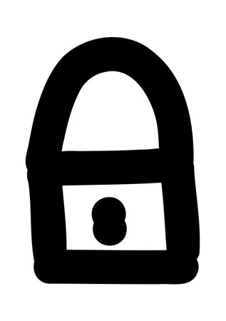 Hand-drawn doodle padlock icon simple cute sketch symbol of security, privacy, protection, access control, isolated on white background for creative design use.のイラスト素材