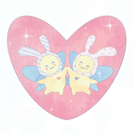 isolated bunny-angels in loveの写真素材