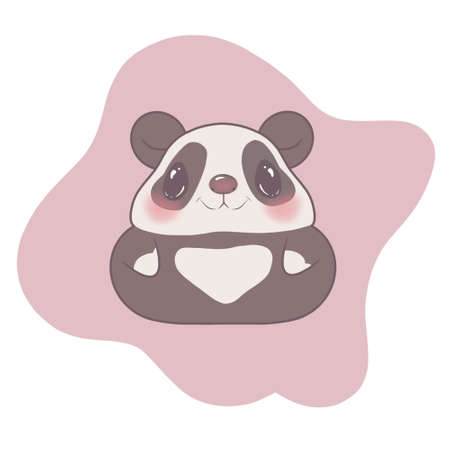 Illustration of cute panda, cartoon character isolated on white backgroundの写真素材
