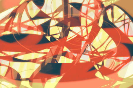 abstract, black, red, orange, yellow, white stripes on the background scattered randomly, thick and thin, thin semicircleの写真素材