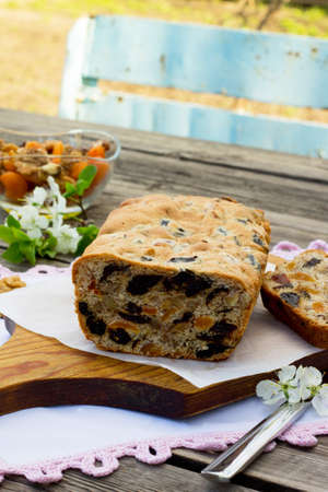 Homemade muffins with dried fruit and nutsの写真素材