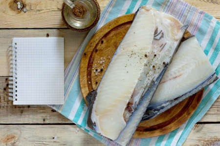 Fresh fish raw fillet. the cooking process.の写真素材