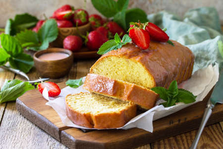 Delicious summer dessert strawberry pie with strawberry sugar icing, sweet delicious strawberry...