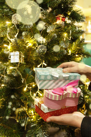 Holiday background. Winter holidays and people concept.の写真素材