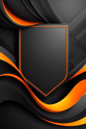 Geometric abstract background with waves black, orange and gray colors palette. Minimalist modern graphic design. Trendy style background.の素材