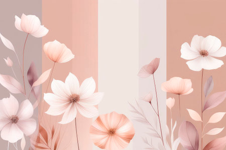 Wallpaper with transparent x-ray flowers. Art background with flower art. Background design 2024 in muted mauve, dusty rose, and soft terracotta blend colors modern color palette.の素材