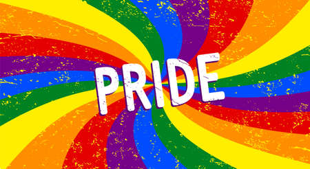 Poster or banner with Rainbow flag of LGBT pride. vector illustration template.のイラスト素材