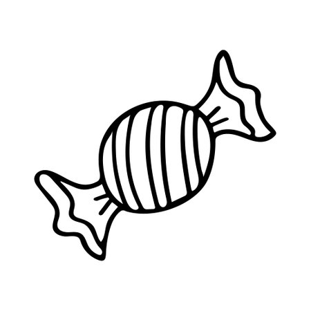 Doodle single candy isolated on white background. Vector hand drawn illustration of sweets. decoration element.のイラスト素材