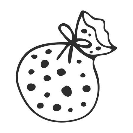 Doodle of Gift box with ribbon and image of dots. Sketch of Holiday present surprise isolated on white background. Element party design.のイラスト素材
