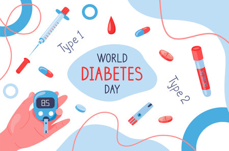world diabetes day background. Hand drawn vector illustration for awareness about mellitus.のイラスト素材