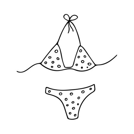 Doodle of female swimsuit on white background.のイラスト素材