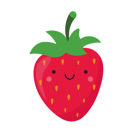 Cute strawberry in kawaii style. Clipart image isolated on white background.のイラスト素材