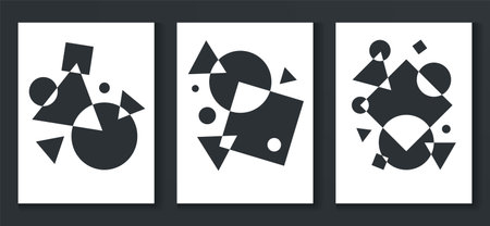 Set of minimalist geometric posters for wall decorationのイラスト素材