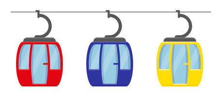 Set of ski-lifts isolated on white background. Vector icons.のイラスト素材