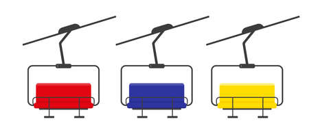 Set of multicolored ski-lifts isolated on white background. Vector icons.のイラスト素材