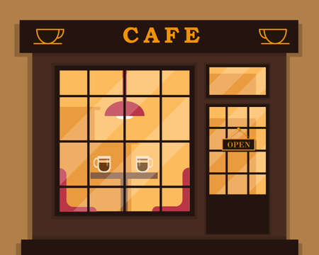 Cafe exterior. Coffee shop building. Vector illustration.のイラスト素材