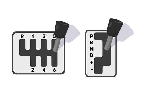 Automatic and mechanical gearbox. Icons vector illustration on white background.のイラスト素材