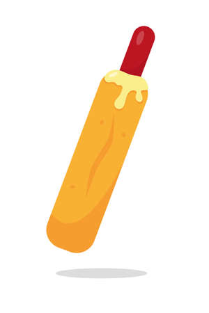 French hotdog with sausage and mayonnaise. Vector icon llustration.のイラスト素材