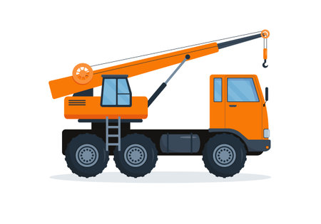 Crane truck. Heavy industry machine. Construction equipment. Vector illustration on white background.のイラスト素材
