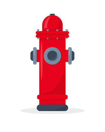 Red fire hydrant isolated on white background. Fire extinguishing equipment. Vector icon illustration.のイラスト素材