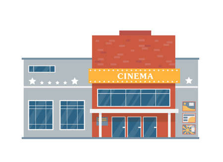 Facade of movie theatre building. Cinema house exterior.のイラスト素材