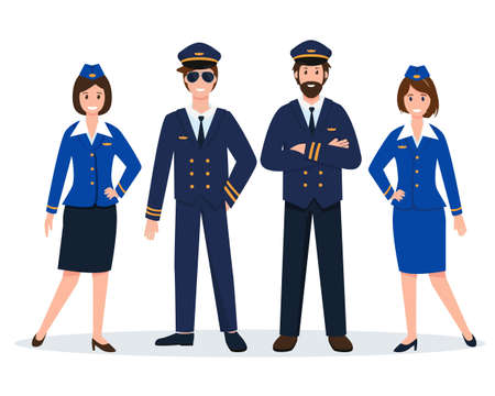 Aircraft captain, pilot assistant and stewardesses