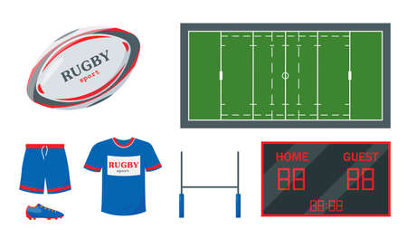 Rugby equipment set for sport match.のイラスト素材